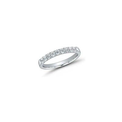 Alliance demi tour Venise serti barrettes diamants et or blanc