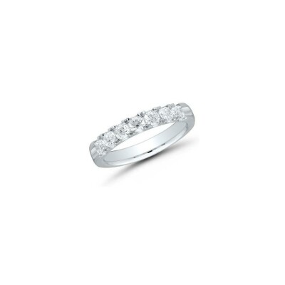 Alliance demi tour Rome en or blanc et diamants