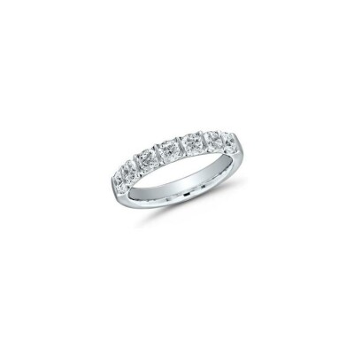 Alliance demi tour Venise serti barrettes diamants et or blanc