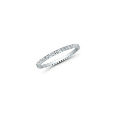 Alliance demi tour Rome en or blanc et diamants