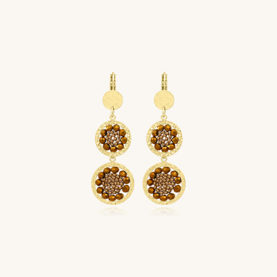 Boucles d'oreilles Sàntibé Bijoux Alba en laiton, métal doré et perles champagne
