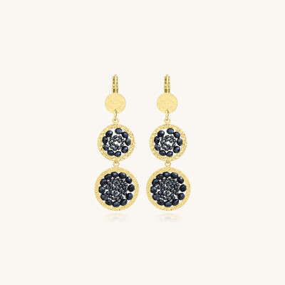 Boucles d'oreilles Sàntibé Bijoux Alba en laiton, métal doré et perles gris