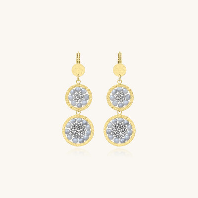 Boucles d'oreilles Sàntibé Bijoux Alba en laiton, métal doré et perles platine