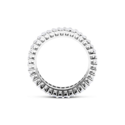 Alliance tour complet en or blanc et diamants taille baguette