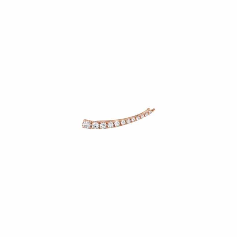 Mono boucle d'oreille Djula Single Barre Griffée en or rose et diamants