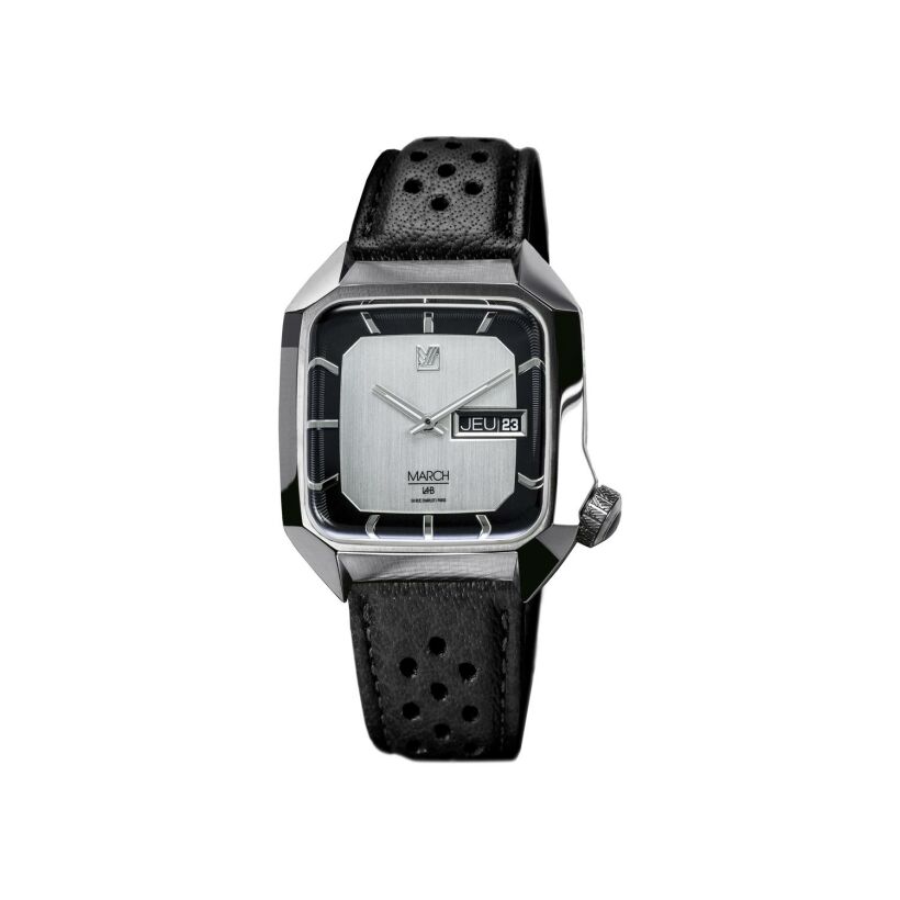 March LA.B AM2 Electric 39 mm watch - Double - Black perforated buffalo strap