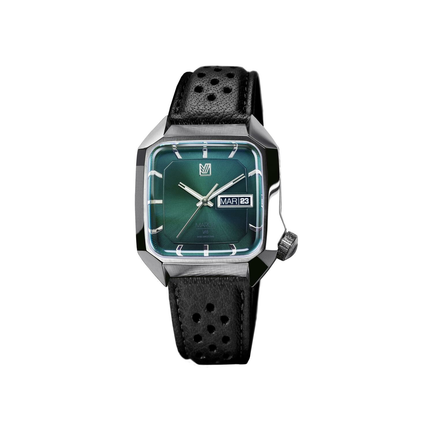 Montre March LA.B AM2 SLIM ELECTRIQUE 36 MM - FOREST - Buffle Perforé ...