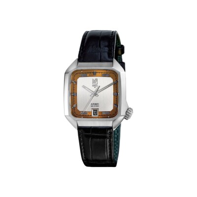 Montre March LA.B AM2 SLIM AUTOMATIQUE 36 MM - SHELTER - Alligator Noir Grandes Ecailles