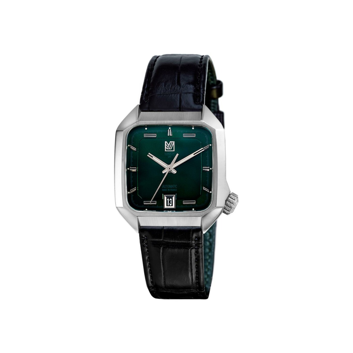 Montre March LA.B AM2 SLIM AUTOMATIQUE 36 MM - GRALL - Alligator Noir Grandes Ecailles