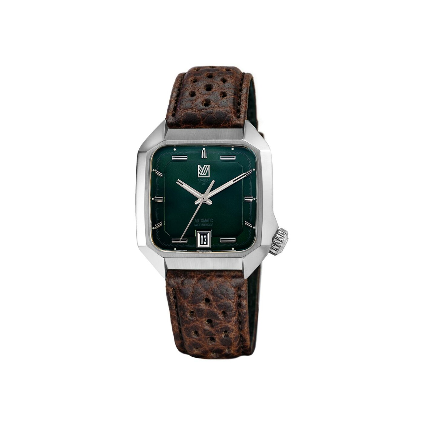 Montre March LA.B AM2 SLIM AUTOMATIQUE 36 MM - GRALL - Bison Perforé Marron