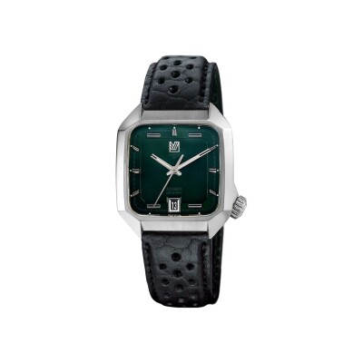 Montre March LA.B AM2 Slim Automatique  - Grall - Bison Sauvage Perforé Noir