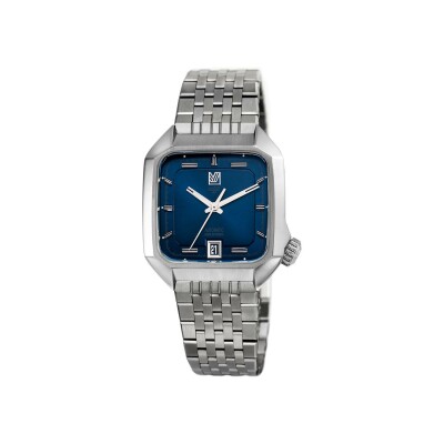 March LA.B AM2 SLIM AUTOMATIC 36 MM Watch - NAVY - Steel 7 Flat Links