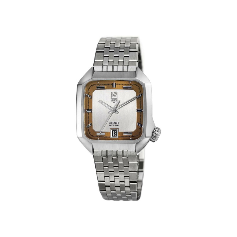 March LA.B AM2 SLIM AUTOMATIC 36 MM Watch - SHELTER - Brushed steel 7 links