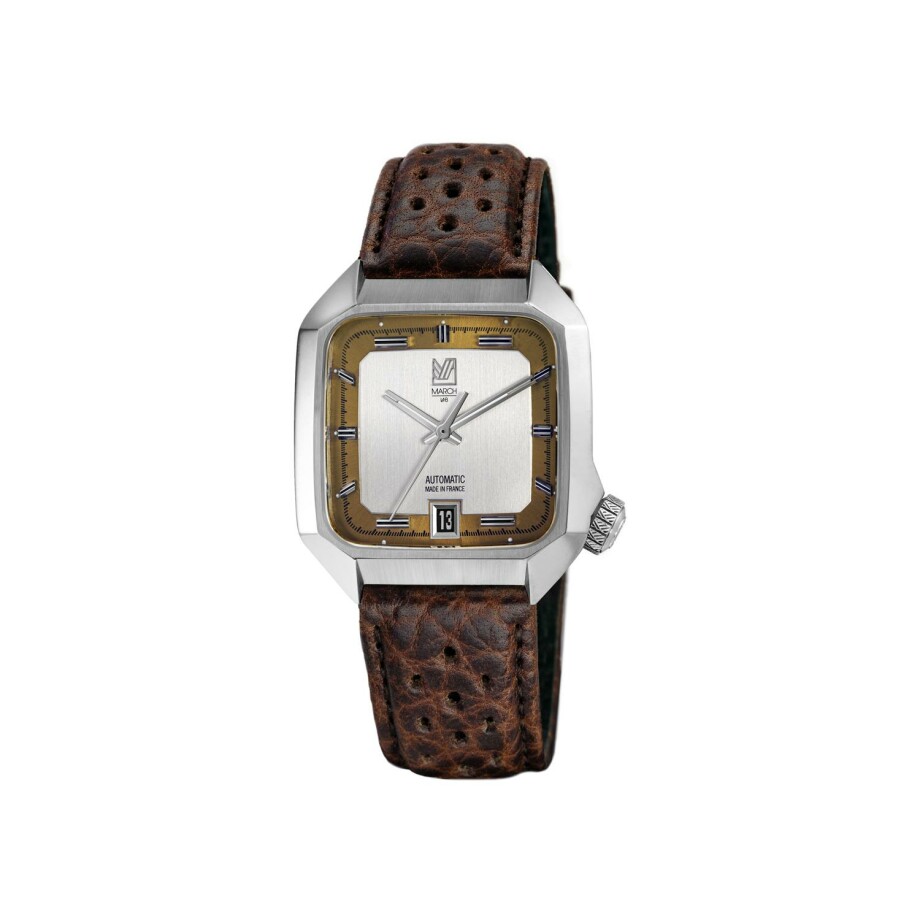 March LA.B AM2 SLIM AUTOMATIC 36 MM Watch - SHELTER - Brown Perforated Wild Bison