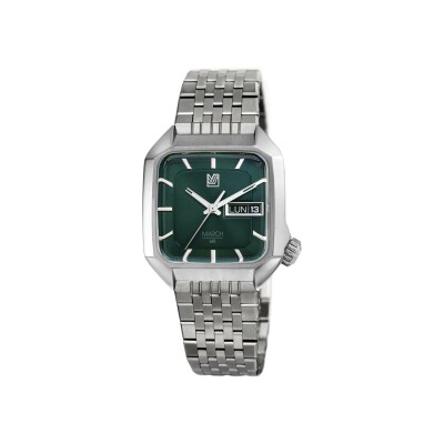 Montre March LA.B AM2 SLIM ELECTRIQUE 36 MM - FOREST - Acier 7 Maillons Plat