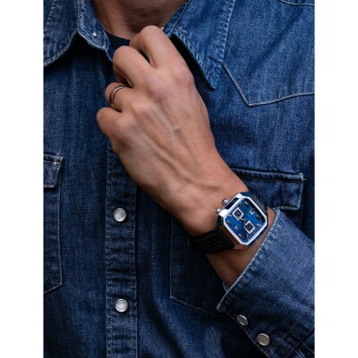 Montre March LA.B AM2 Calendar Automatique - Ocean - Buffle Perforé Noir