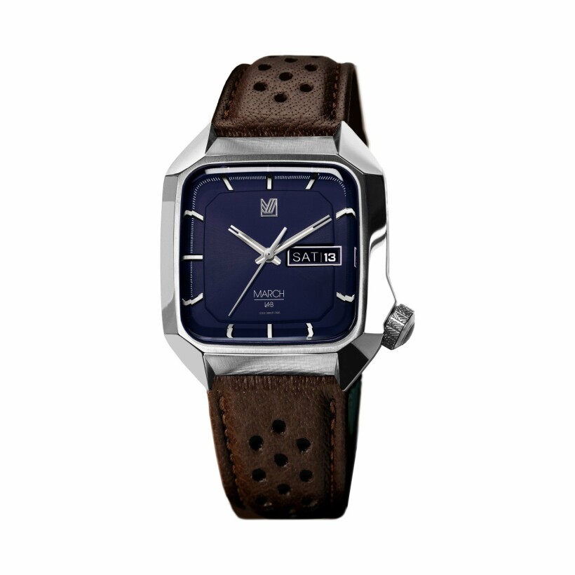 March L.A.B AM2 Electric watch - Navy - buffle brown perforated