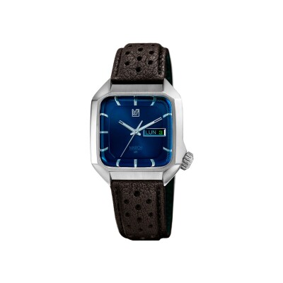 Montre March LA.B AM2 Electrique  -  Ocean - Buffle Perforé Marron