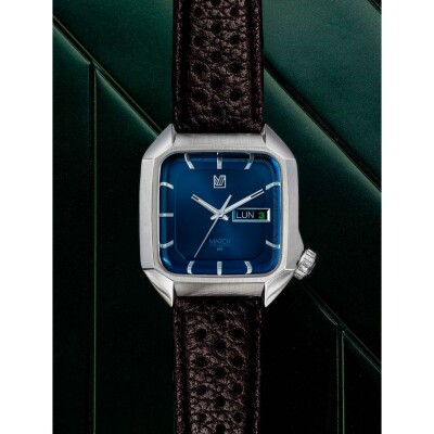 Montre March LA.B AM2 Electrique  -  Ocean - Buffle Perforé Marron