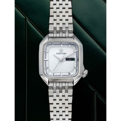 Montre MARCH LA.B AM2 Electrique  -  White - Acier Brossé 3 Maillons