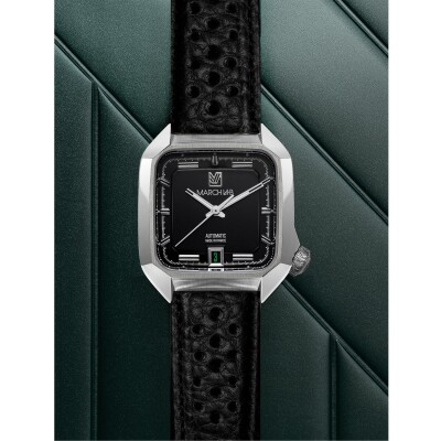 Montre MARCH LA.B AM2 SLIM Automatique - Black - Bison Sauvage Perforé Noir