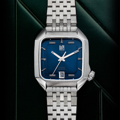 March LA.B AM2 SLIM AUTOMATIC 36 MM Watch - NAVY - Steel 7 Flat Links