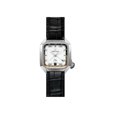 Montre March LA.B AM2 SLIM GMT Automatique - Shelter - Alligator Noir