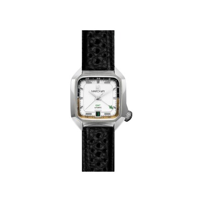 Montre March LA.B AM2 SLIM GMT Automatique - Shelter - Bison Perforé Noir