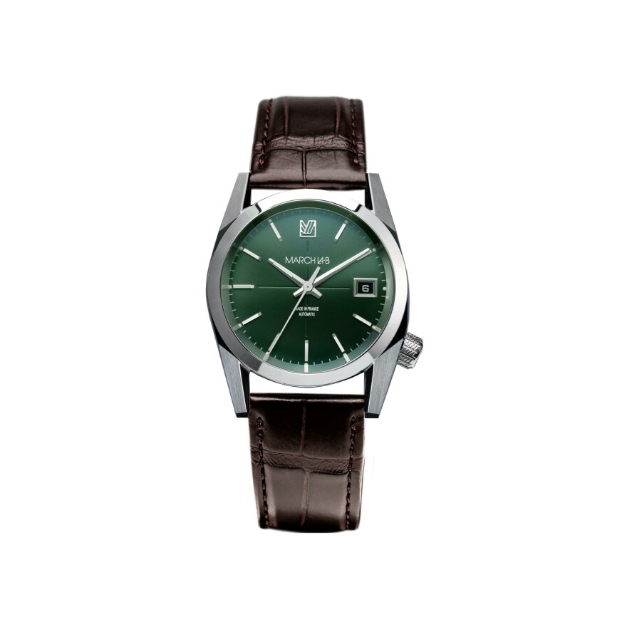 Montre March LA.B AM69 AUTOMATIQUE 36 MM - GRALL - Alligator Marron Grandes Ecailles