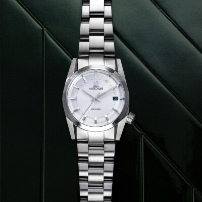 Montre March LA.B AM69 ELECTRIQUE 36 MM - WHITE - Acier Brossé 3 Maillons