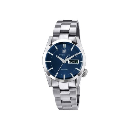 Montre March LA.B AM89 ELECTRIQUE 38 MM NAVY - Acier Brossé 3 Maillons