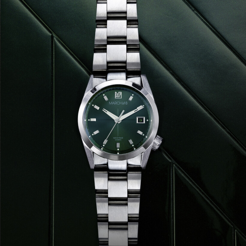 March LA.B AM89 AUTOMATIC 38 MM Watch - GRALL - Brushed 3-Link Steel