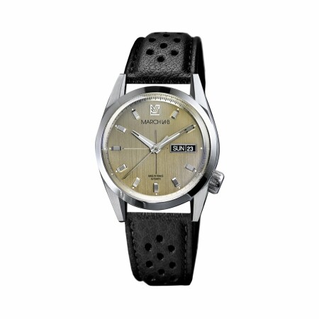 Montre March L.A.B AM89 Automatic - Magnum - Bracelet en buffle perforé noir