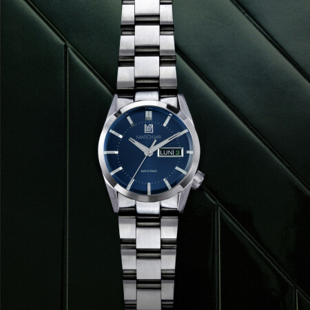 Montre March LA.B AM89 ELECTRIQUE 38 MM NAVY - Acier Brossé 3 Maillons