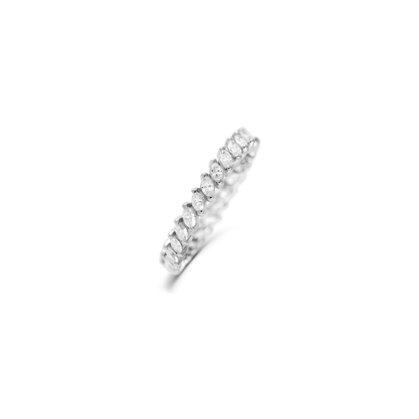 Maria Battaglia Fiama Marquise wedding ring, white gold and diamonds