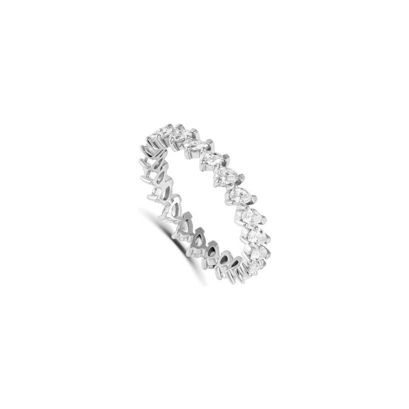 Maria Battaglia Fiama Poire wedding ring, white gold and diamonds