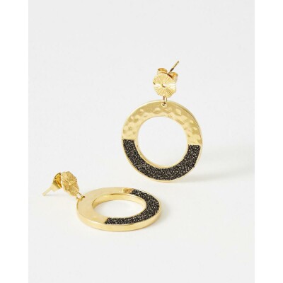 Boucles d'oreilles FlowersforZoé AMARITA en acier doré et cuir