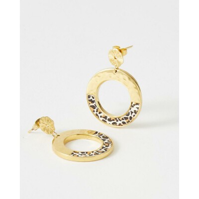 Boucles d'oreilles FlowersforZoé AMARITA en acier doré et cuir