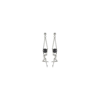 Boucles d'oreilles Jourdan Bijoux Grace en argent et hématite