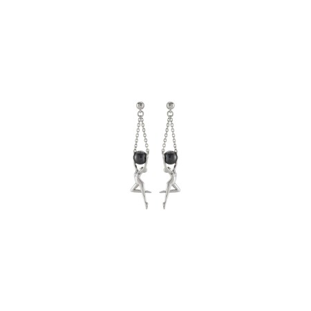 Boucles d'oreilles Jourdan Bijoux Grace en argent et hématite