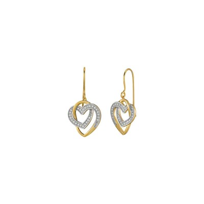 Boucles d'oreilles Jourdan Bijoux Sentimento Roxane en argent, plaqué or jaune et oxydes de zirconium