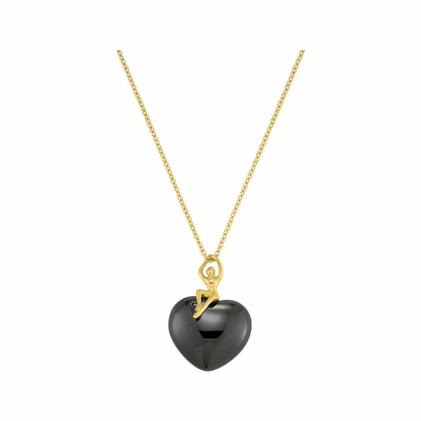 Collier Jourdan Bijoux Sentimento Charlotte en plaqué or jaune et onyx