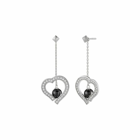 Boucles d'oreilles Jourdan Bijoux Sentimento Daisy en argent, oxydes de zirconium et hématite