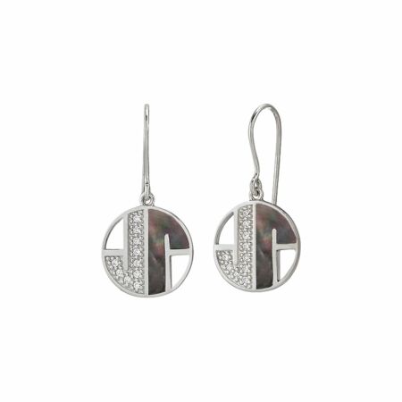 Boucles d'oreilles Jourdan Bijoux Signature Jina en argent, oxydes de zirconium et nacre