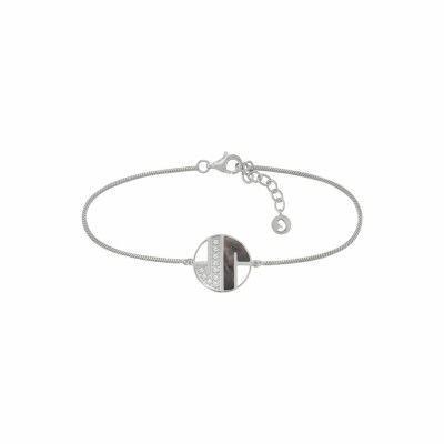 Bracelet Jourdan Bijoux Signature Jina en argent, oxydes de zirconium, nacre