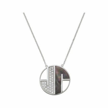 Collier Jourdan Bijoux Signature Jina en argent, oxydes de zirconium et nacre