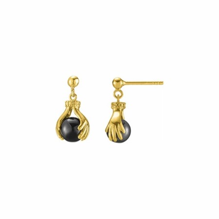 Boucles d'oreilles Jourdan Bijoux Hélice en argent, métal doré et hématite