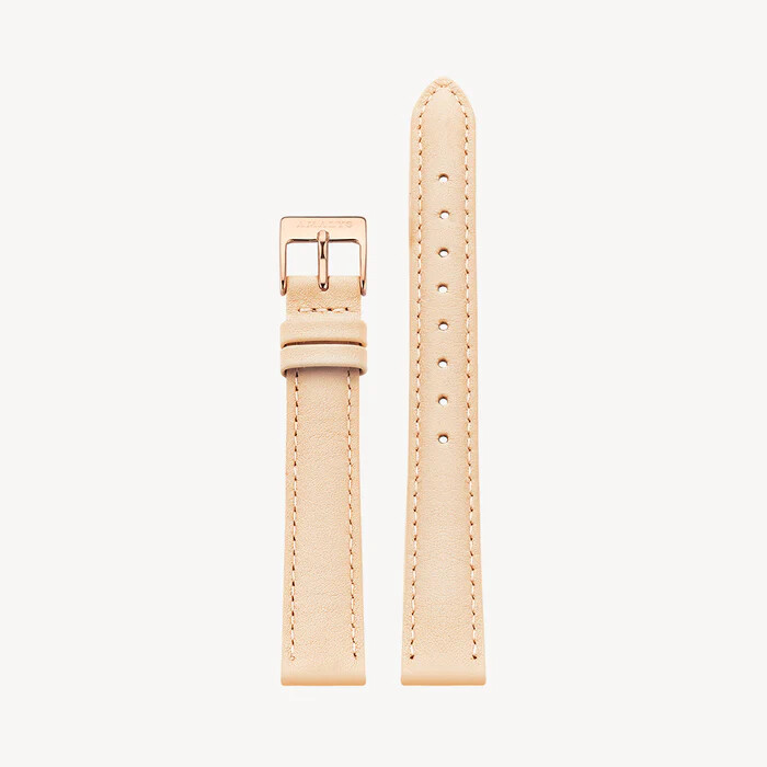 Bracelet de montre interchangeable Amalys en cuir beige, 14mm