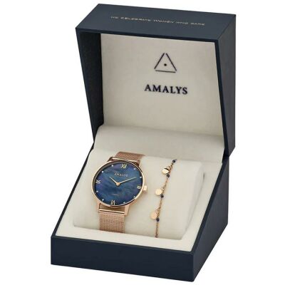Coffret de montre Manon et 1 bracelet en métal doré