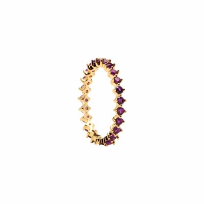 Bague PDPaola Citric Violet Bird en argent doré et oxydes de zirconium, taille 52